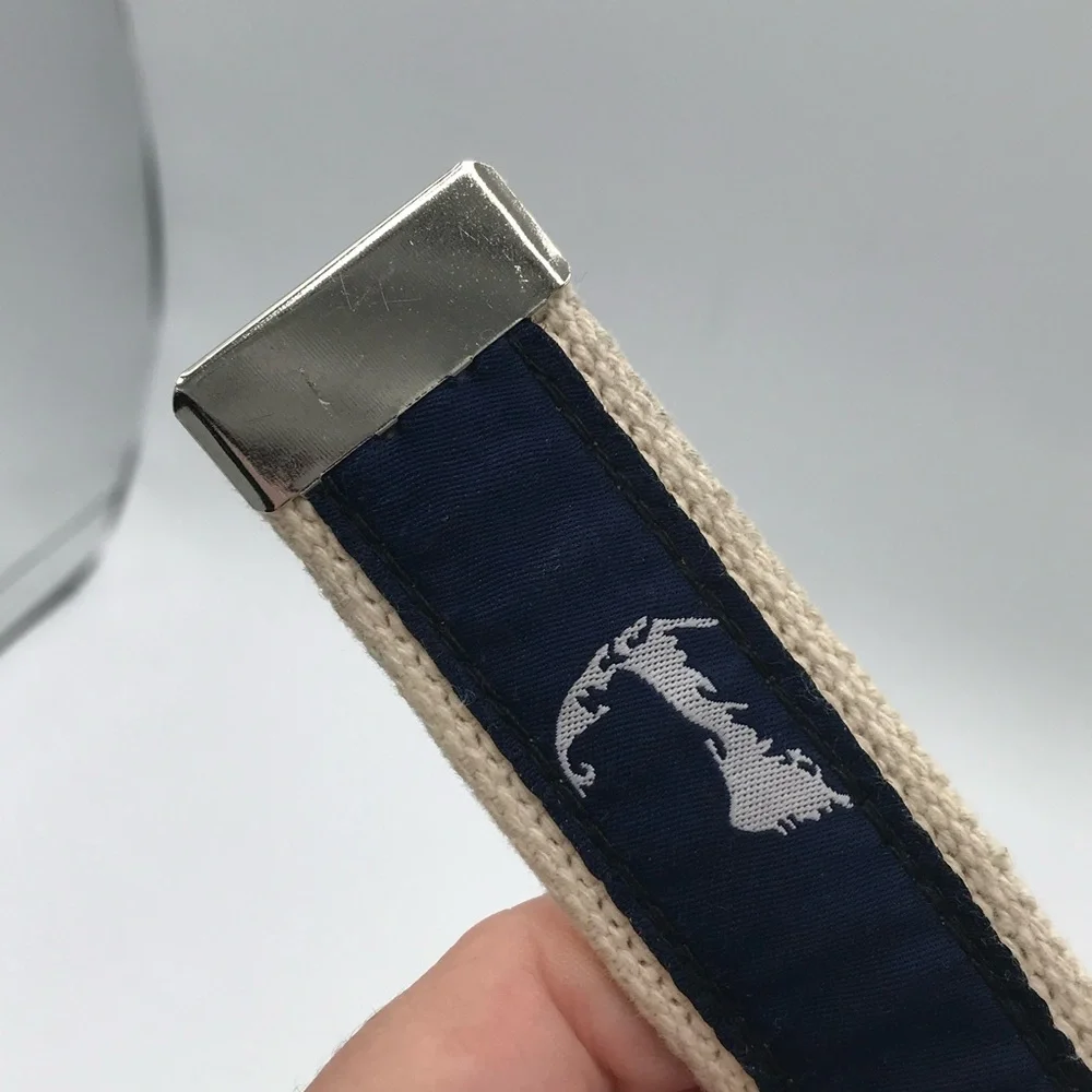 Chatham T Co Cape Cod MA Boys Youth Canvas Fabric‎ Print Belt Small Blue D Ring